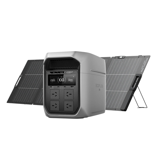 EcoFlow Delta 3 Max Plus + 220W Lightweight Bifacial Portable Solar Panel