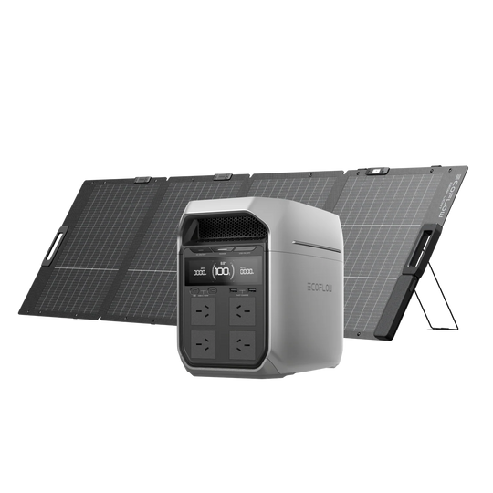 EcoFlow Delta 3 Plus + 220W Lightweight Bifacial Portable Solar Panel